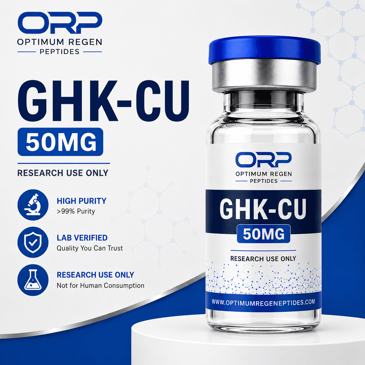 GHK-Cu research peptide vial β Optimum ReGen Peptides
