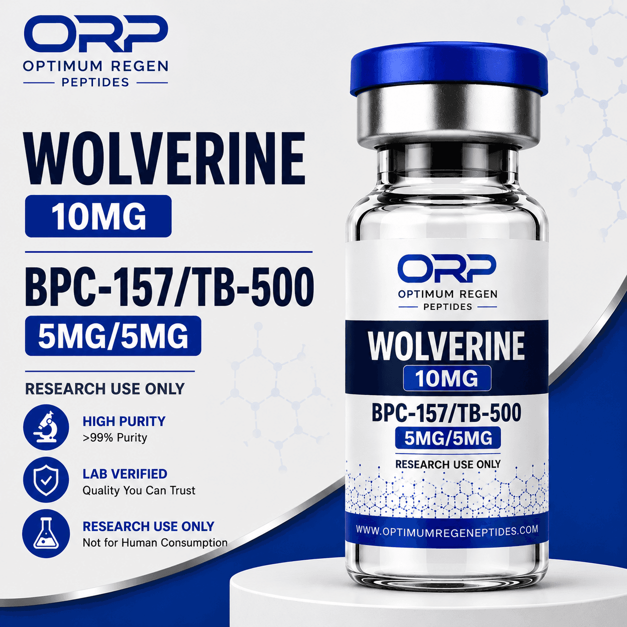 BPC-157 / TB-500 research peptide vial β Optimum ReGen Peptides