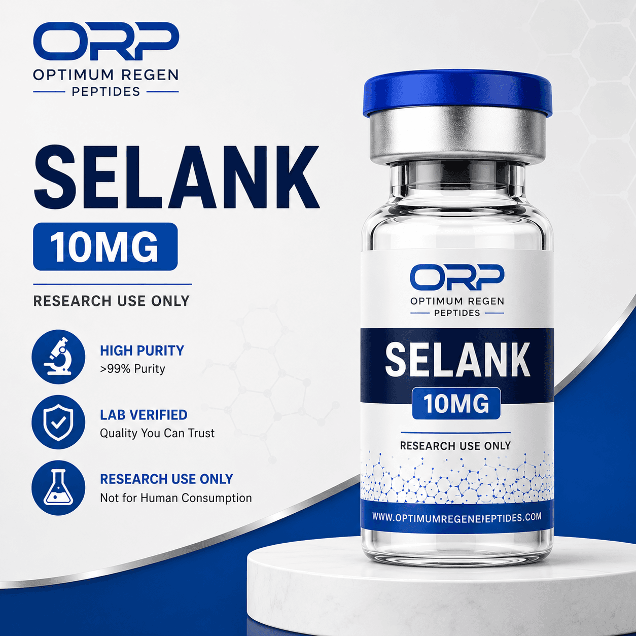 Selank research peptide vial — Optimum ReGen Peptides