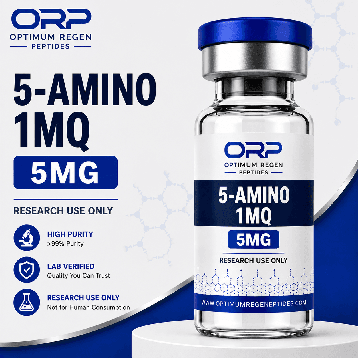 5-Amino-1MQ research peptide vial — Optimum ReGen Peptides