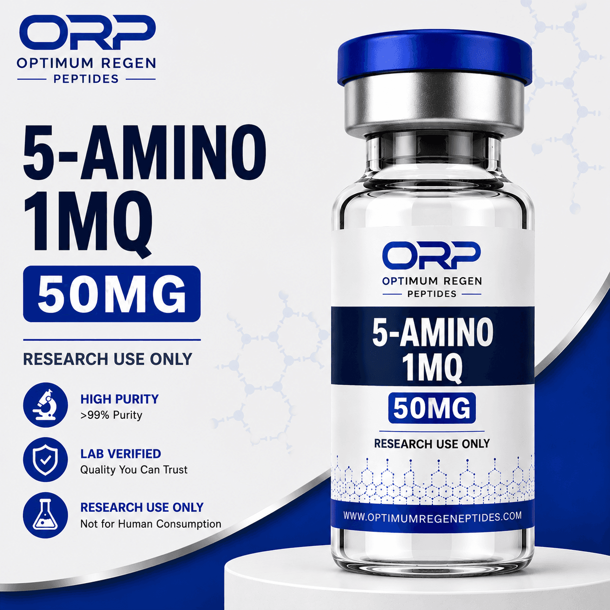 5-Amino-1MQ research peptide vial — Optimum ReGen Peptides