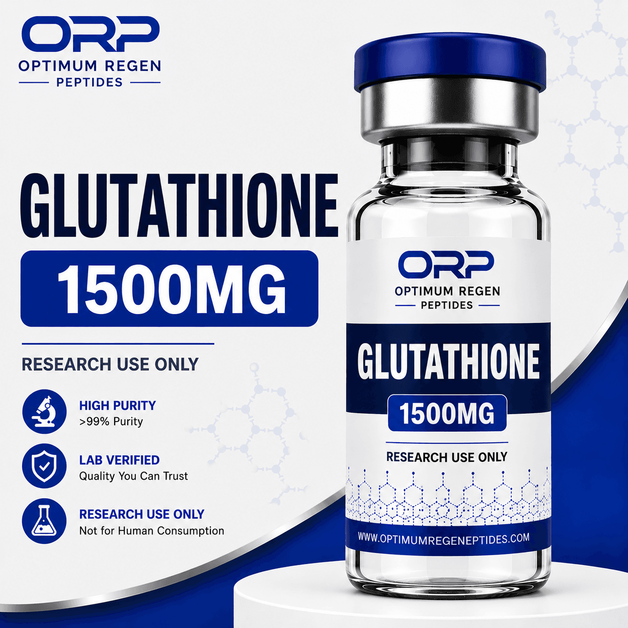 Glutathione research peptide vial — Optimum ReGen Peptides