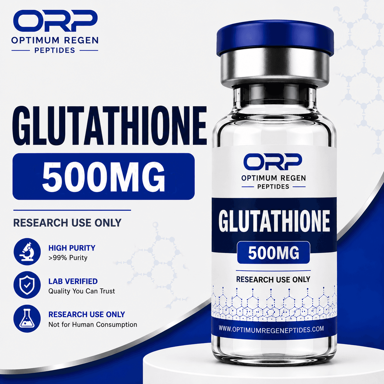 Glutathione research peptide vial — Optimum ReGen Peptides