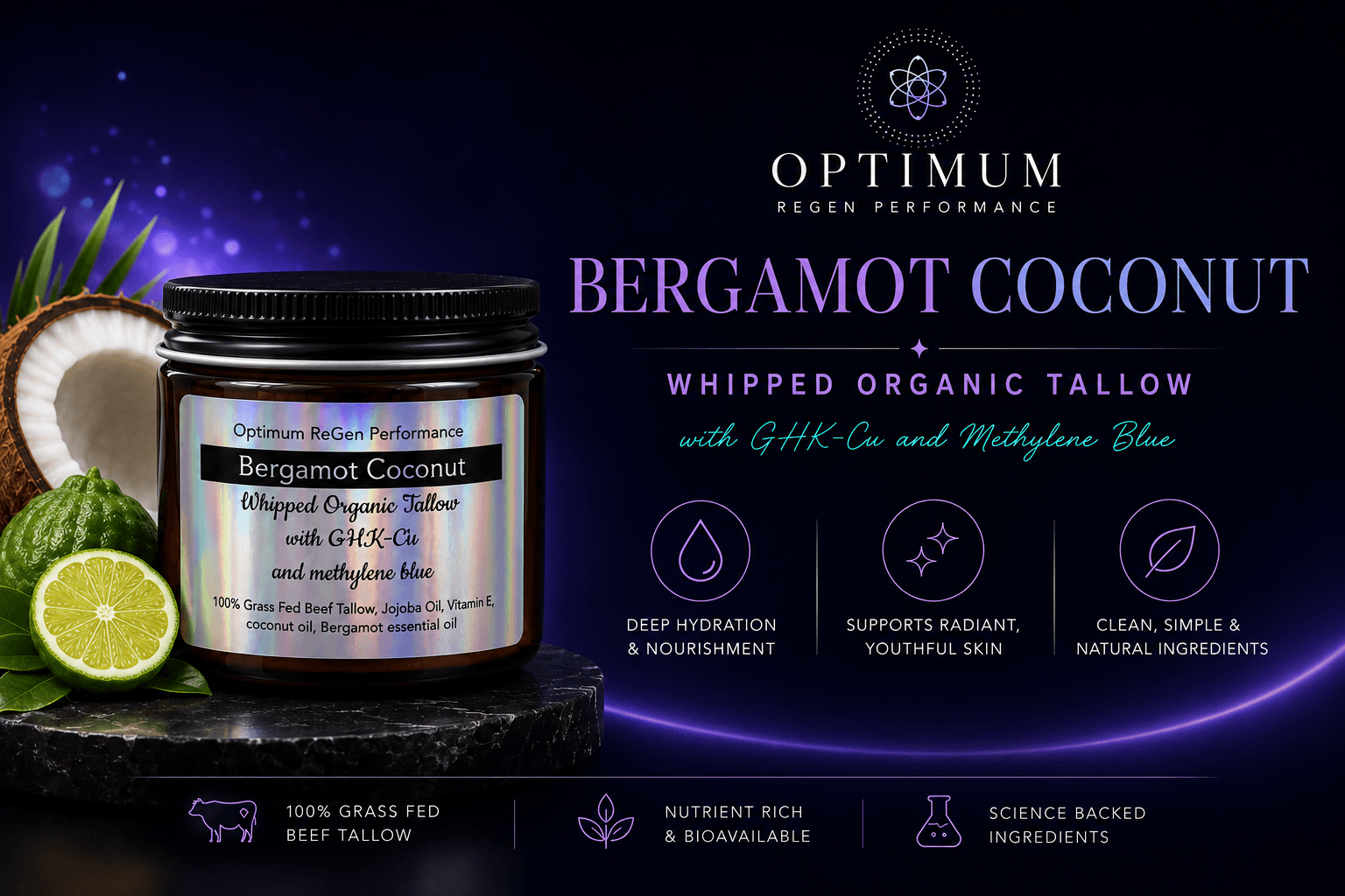 Bergamot Coconut Whipped Organic Tallow