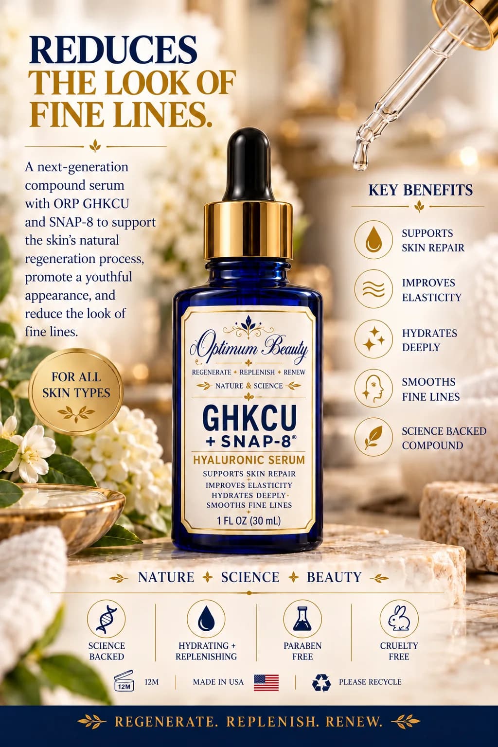 GHK-Cu + Snap-8 Hyaluronic Serum, Optimum Beauty