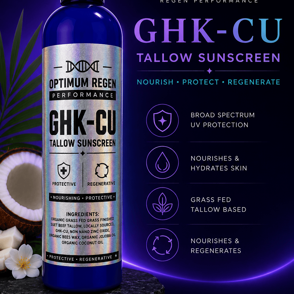 GHK-Cu Tallow Sunscreen research peptide vial — Optimum ReGen Peptides