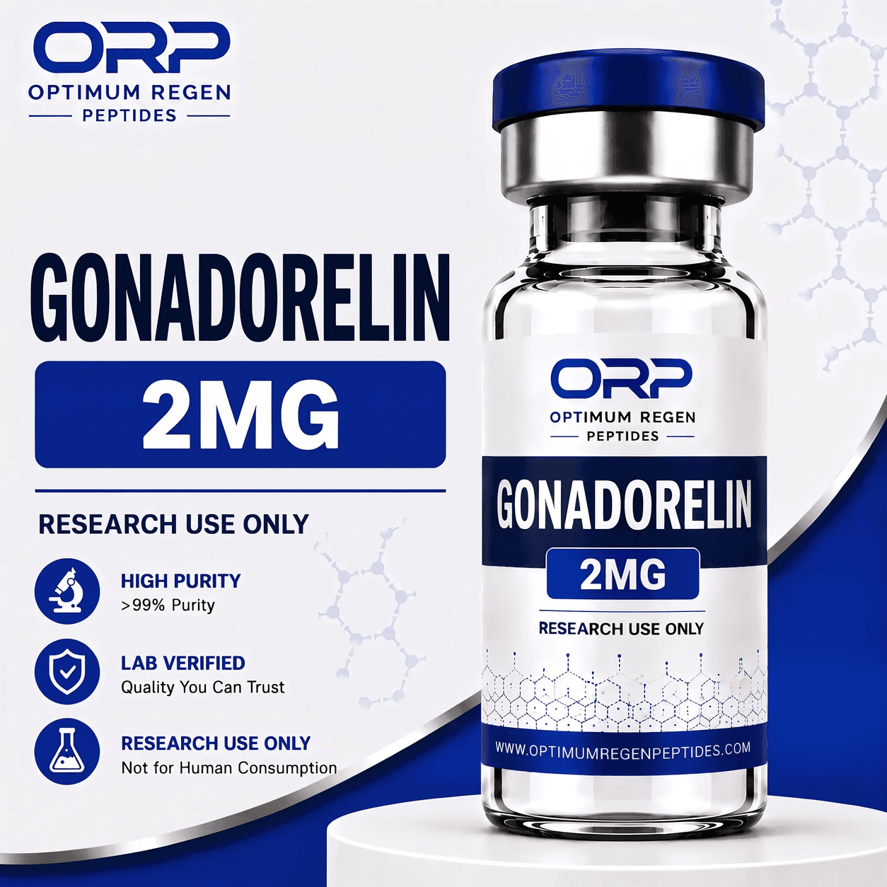 Gonadorelin research peptide vial, Optimum ReGen Peptides