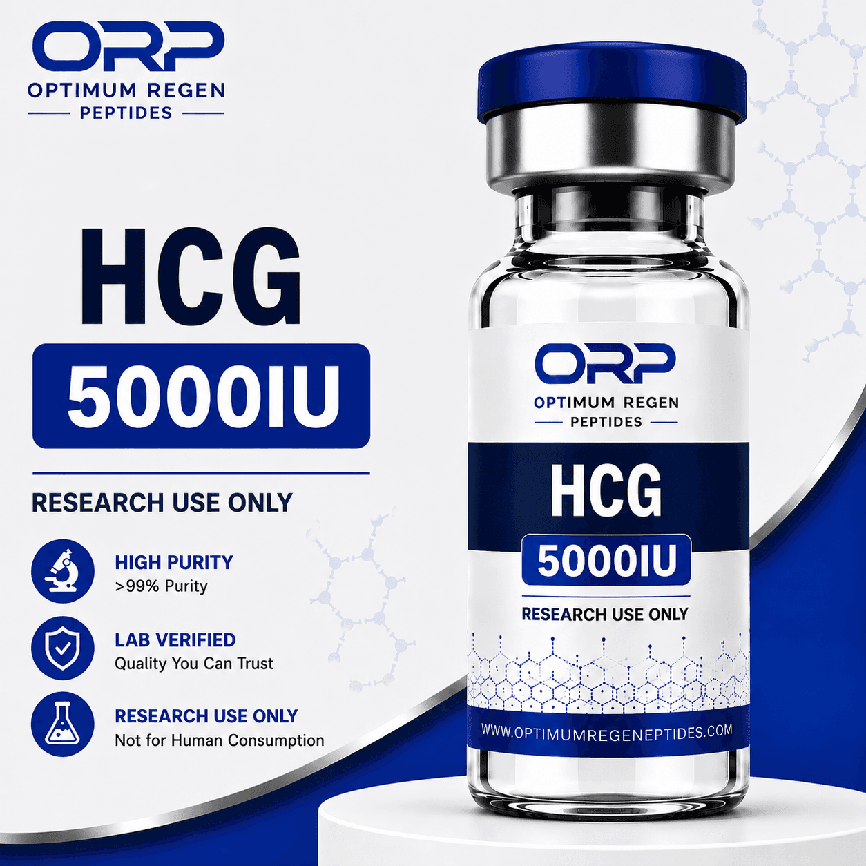 HCG research peptide vial — Optimum ReGen Peptides