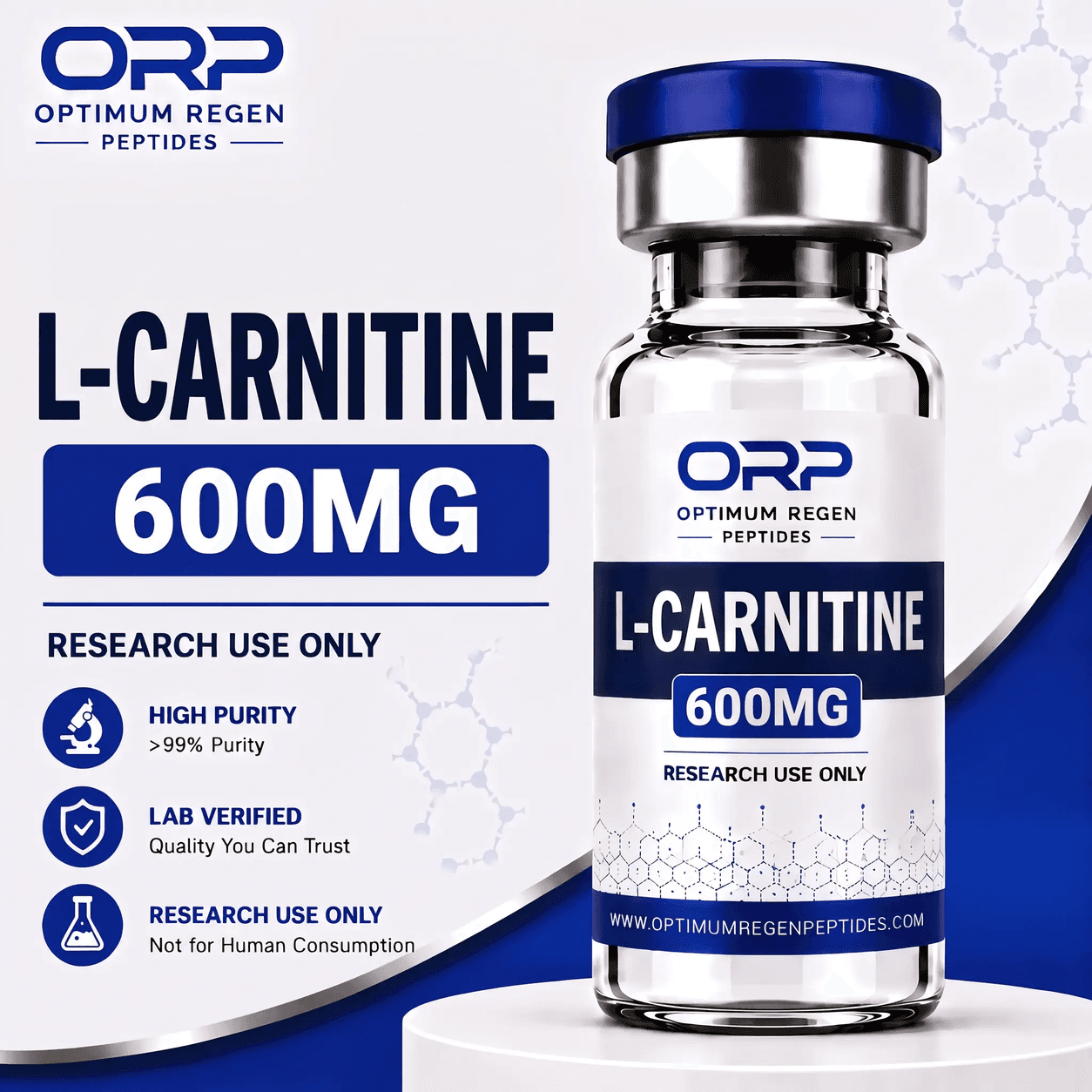 L-Carnitine research peptide vial, Optimum ReGen Peptides