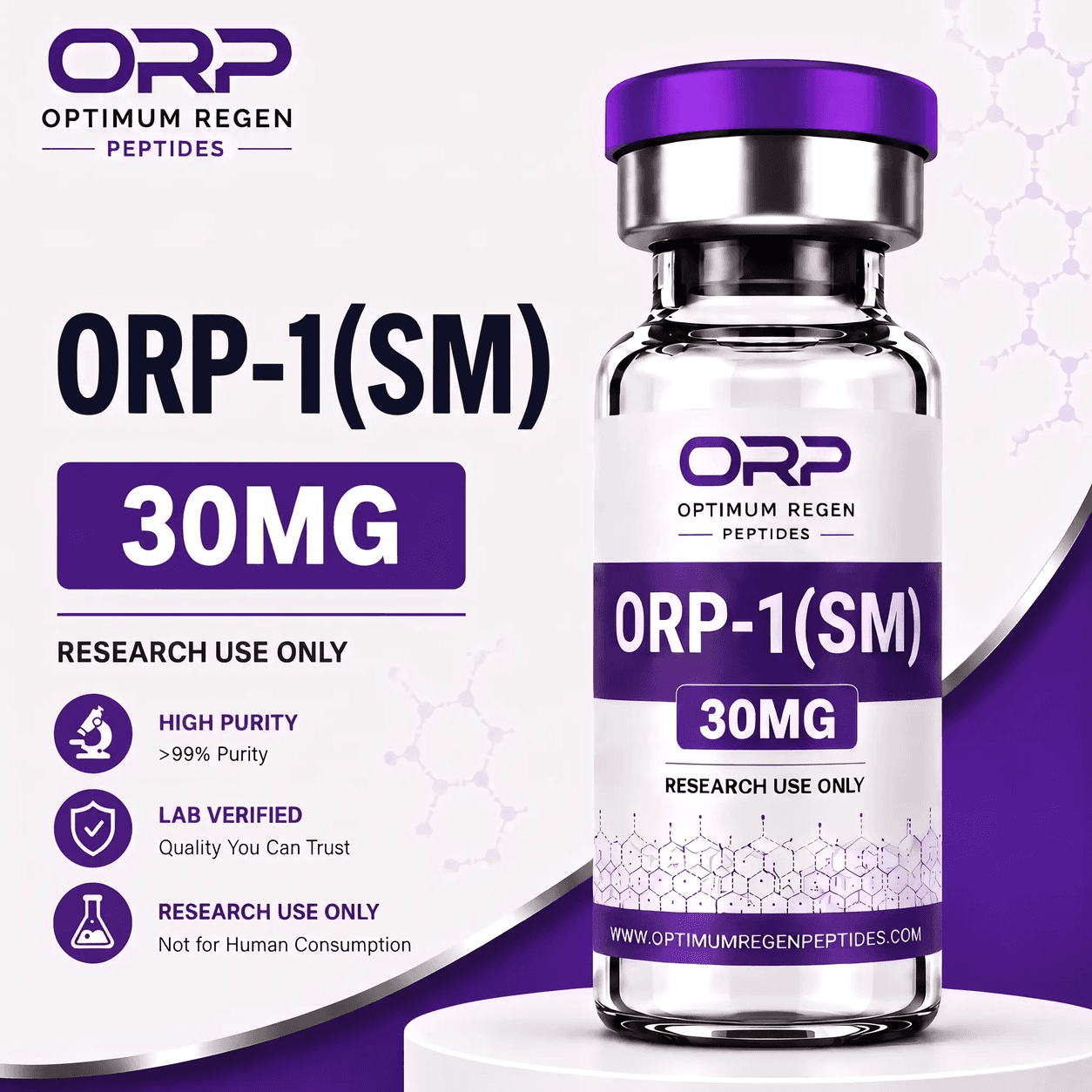 ORP-1(SM) research peptide vial, Optimum ReGen Peptides