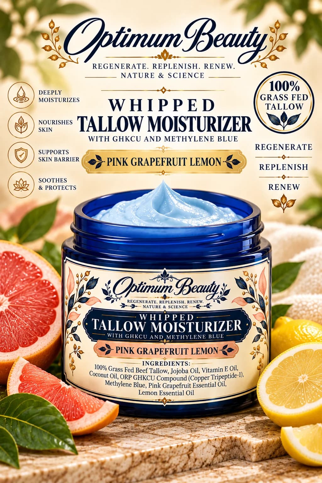 Grapefruit Lemon Whipped Organic Tallow