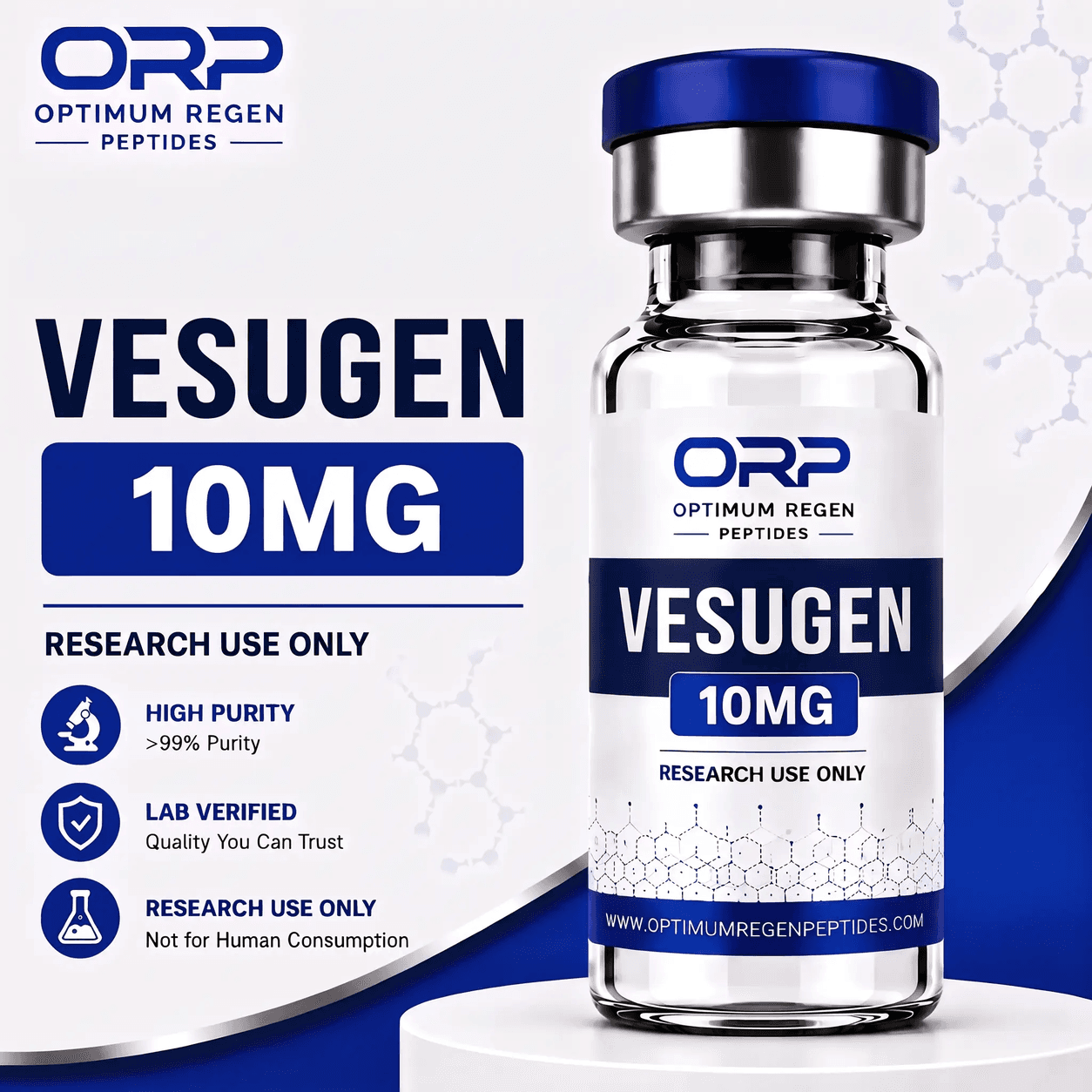 Vesugen research peptide vial, Optimum ReGen Peptides